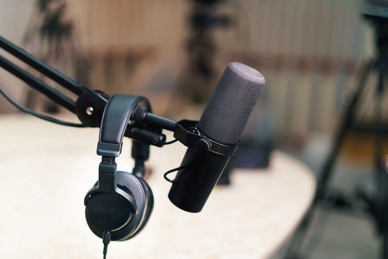 Microphone and headphones ready for the next show